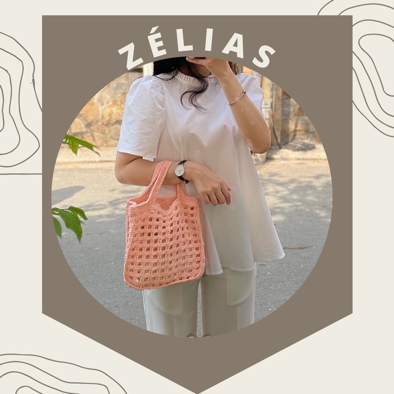 Túi lưới Tote LARLA xách tay đan móc len thủ công bằng sợi cotton handmade nhiều màu (ẢNH THẬT)