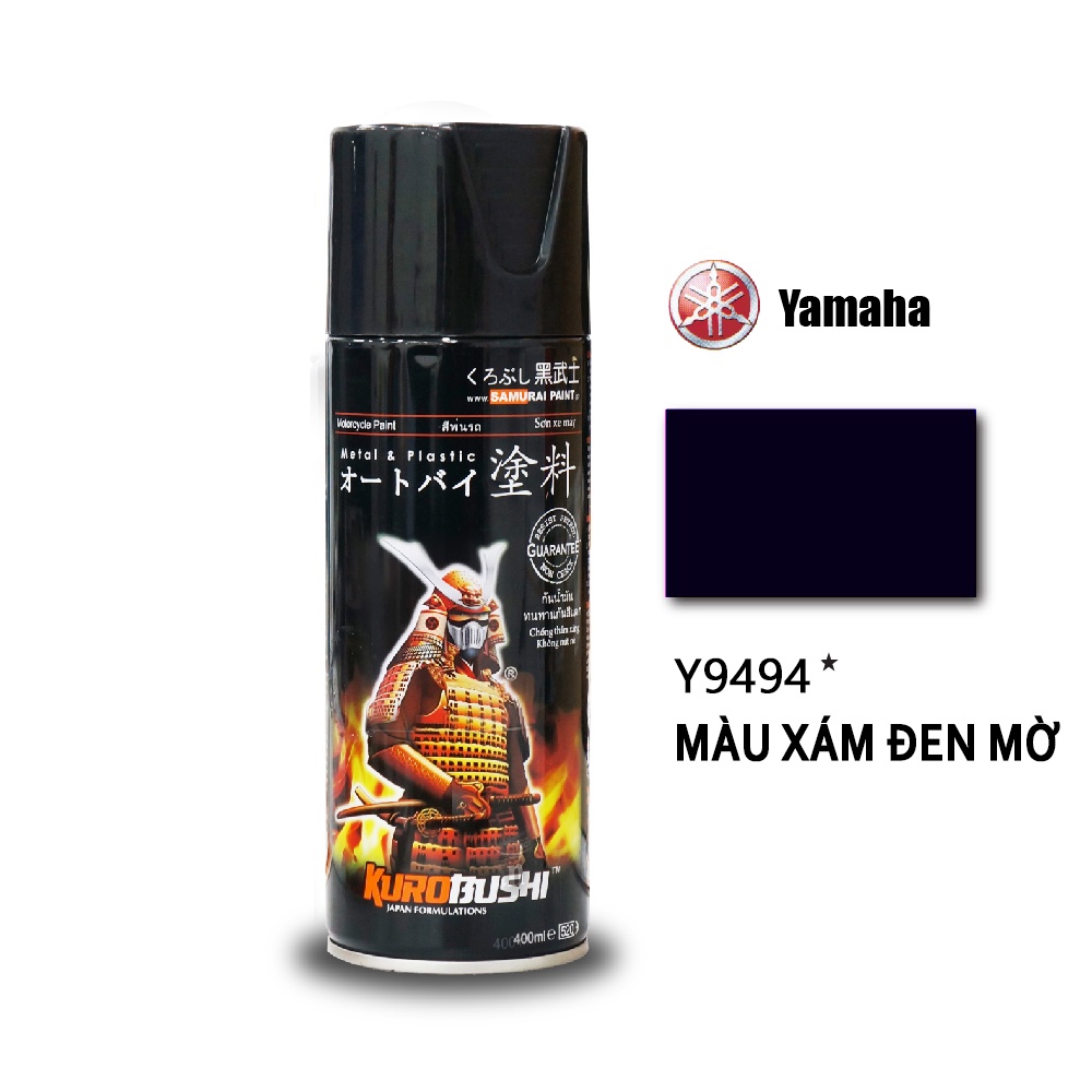 Sơn xịt Samurai màu Xám Đen Mờ Y9494* bảng màu ya