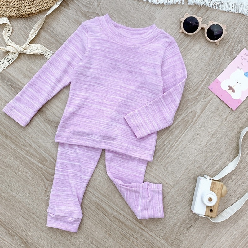 Bộ cotton len cổ 3 phân cho bé trai bé gái dày dặn size từ 10-24 cân