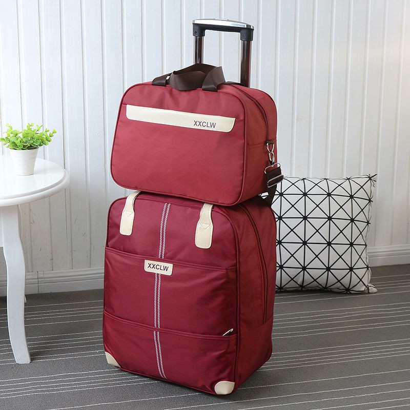 khuyến mãi mới năm 2021Vali bánh xe đa năng nhỏ 20 inch Túi đựng đồ cho mẹ và con nữ 18 vải Oxford mềm mại không th1
