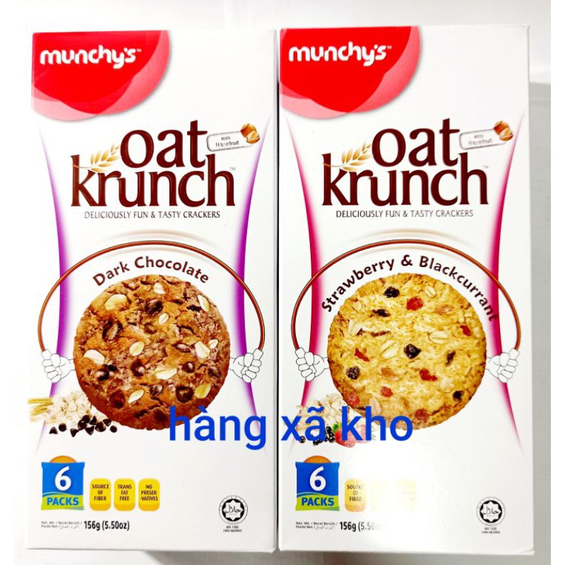 bánh qui yến mạch oat krunch socola chip nho 156 gr hộp, hsd: 2/8/2023