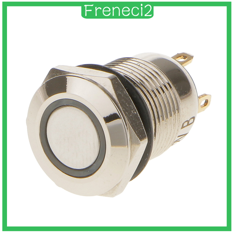 Nút Nhấn On / Off Tích Hợp Đèn Led Xanh Dương 12v Bằng Thép Không Gỉ 12mm