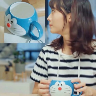 (CỐC MÈO MÁY DOẢEMON (có sẵn cốc mèo nắp)