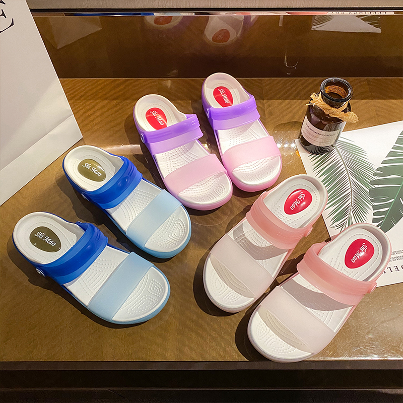 Dép nhựa chống trơn trượt đế dày thời trang đi biển phong cách Hàn Quốc dành cho nữ