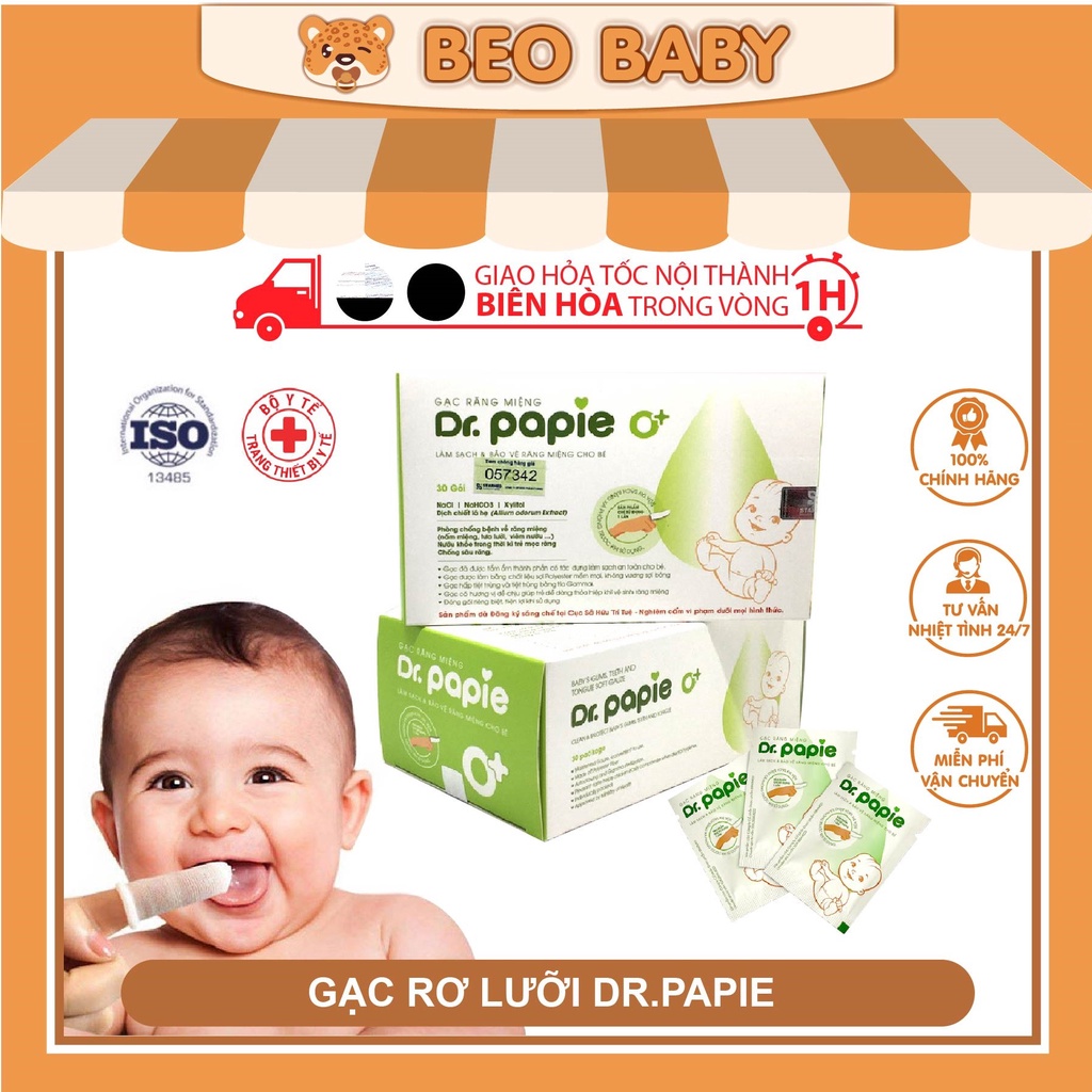 Gạc Rơ Lưỡi Vệ Sinh Răng Miệng Cho Bé (Hộp 30 gói)