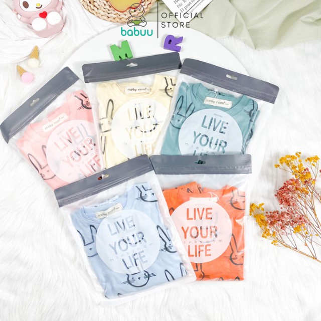 Bộ Minky Mom Dài Tay Cho Bé Gái Bé Trai 0 1 2 3 4 5 6 Tuổi Vải Thun Lạnh-Quần Áo Trẻ Em Dài Tay-Đồ Bộ Cho Bé Hình Thỏ