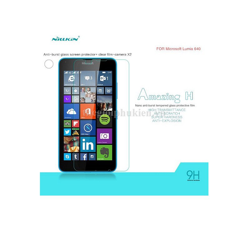 Tấm dán kính cường lực Lumia 640 chính hãng Nillkin, chống xước, chống vỡ