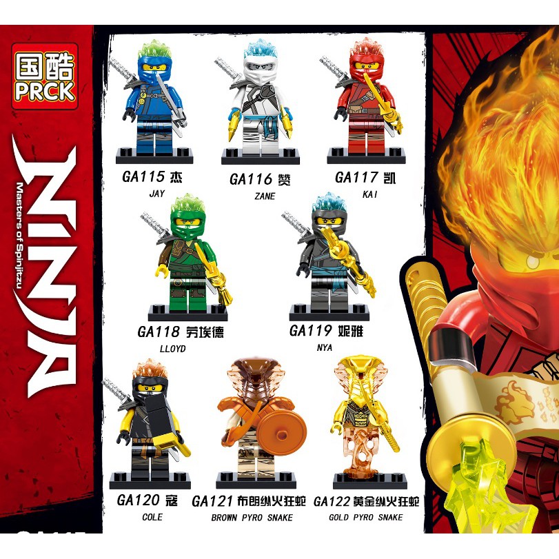 Minifigures nhân vật nonlego Ninjago bộ BLIZZARD SAMURAI V'S PYRO VIPERS