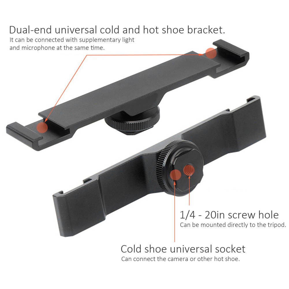 [READY STOCK] Dual Bracket Cold Shoe Mount Extension Bar for LED Video Light Microphone Live Stream