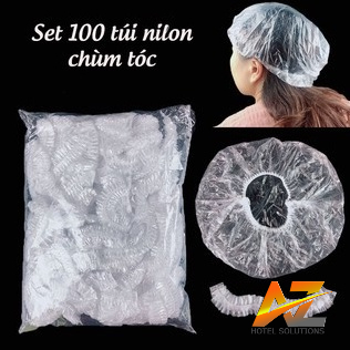 Mũ chụp tóc nilon dùng một lần cho khách sạn, nhà nghỉ, homestay, vila, spa dạng con sâu