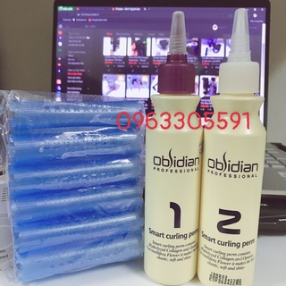 Combo thuốc uốn tóc tại nhà obsidian 120ml x2 + 12 lô uốn