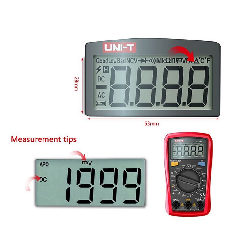 Đồng hồ đo điện vạn năng UT33B+  đo điện áp, dòng điện AC/DC