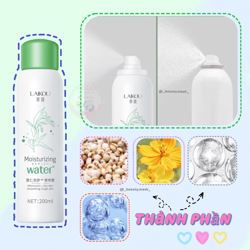 Xịt khoáng dưỡng ẩm làm dịu từ nhà Laikou 200ml