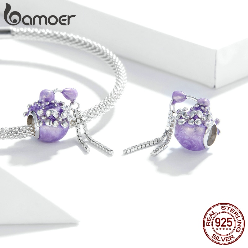 Hạt Charm Bamoer BSC348 Bằng Bạc 925  Titan Thiết Kế Hình Bình Nước Hoa Xinh Xắn