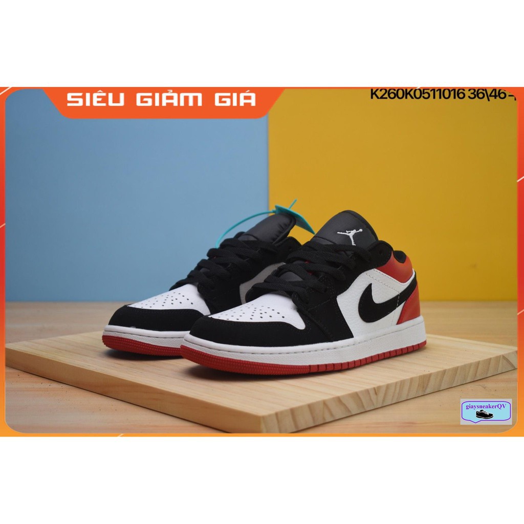 Giày thể thao AIR Jordan 1 Low Black Toe cổ thấp siêu đẹp dành cho nam và nữ