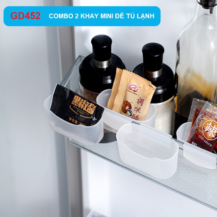 SET 2 Khay treo tủ lạnh mini tiện dụng mẫu bằng nhựa trong suốt tiện lợi GD452