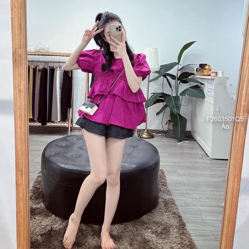 Áo phối bèo tay phồng a2603