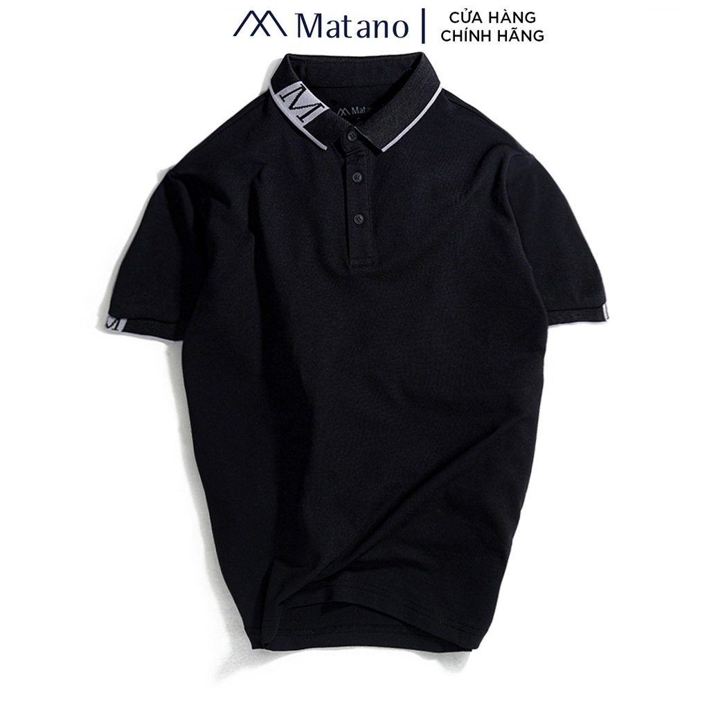 Áo polo nam có cổ MATANO 071 - Áo thun polo nam in hình gấu PO071 cổ trụ, vải cá sấu cotton cao cấp