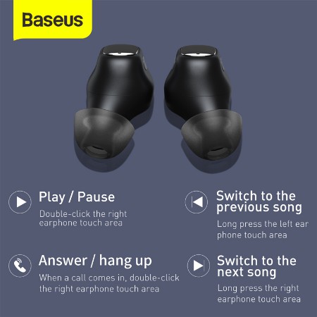 Tai Nghe Nhét Tai Không Dây Baseus Encok True Wireless Earphones WM01 Bluetooth 5.0, Chống Nước, Dùng Cho IOS Android