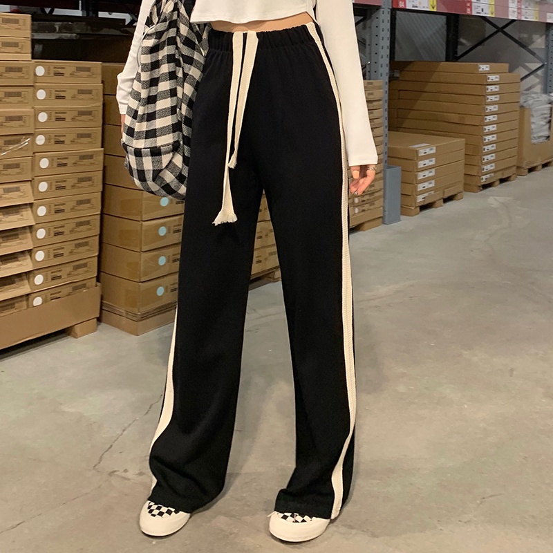 Xiaozhainv Quần dài lưng cao ống suông phong cách Hàn Quốc thời trang dành cho nữ