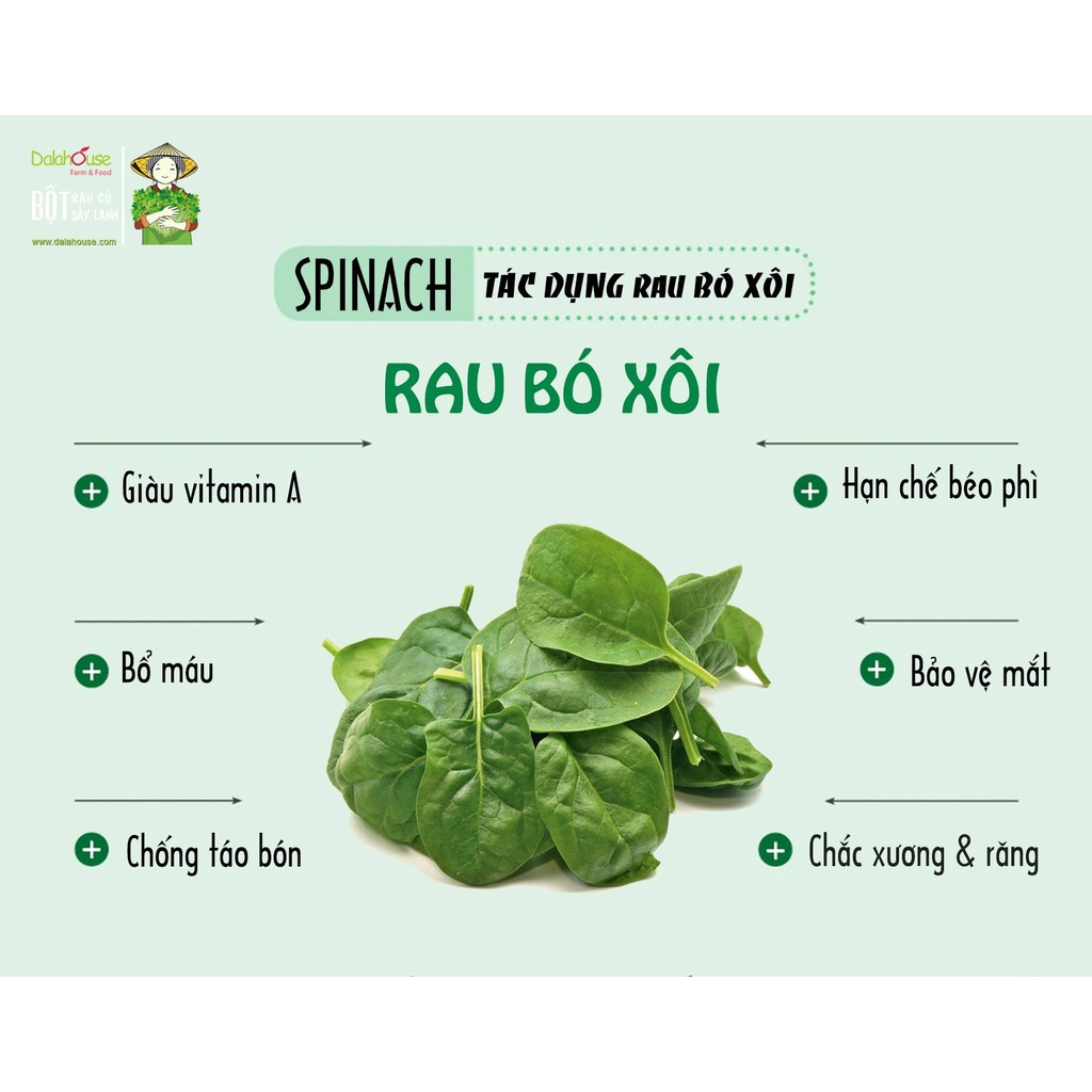 Bột rau cải bó xôi (rau bina) nguyên chất Dalahouse