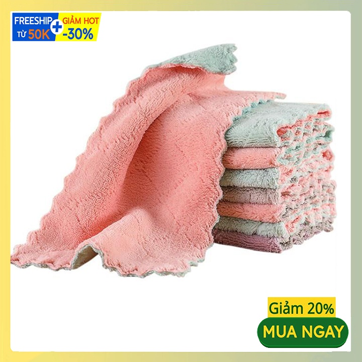 Khăn lau đa năng nhà bếp cao cấp 2 mặt siêu thấm nước siêu mềm mại 15x25cm