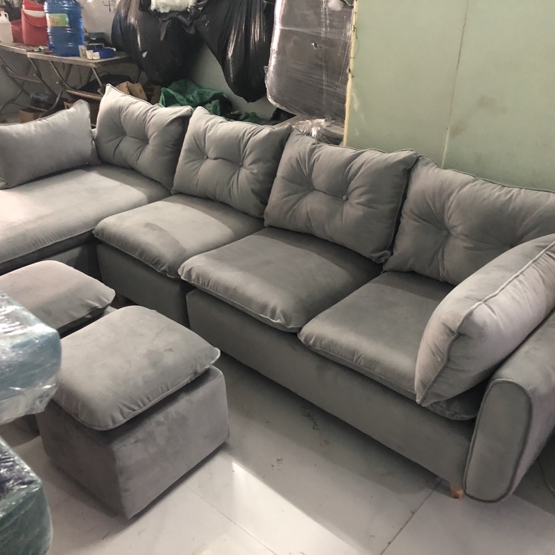 sofa góc L thư giãn 2m4x1m6 cao cấp chất vải mịn màng chân ghế chắc chắn Trường Mai Sài Gòn