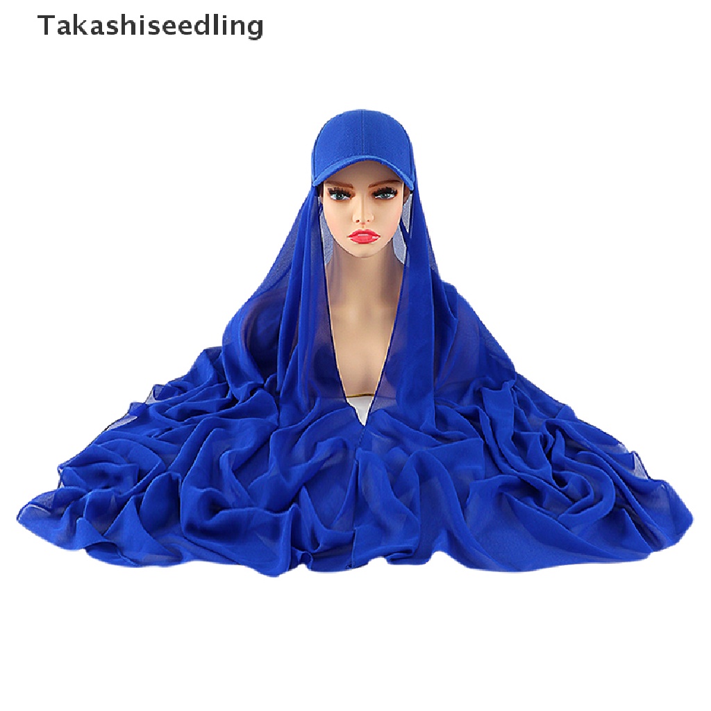 (Takashiseedling) Khăn Voan Trùm Đầu Thể Thao Có Mũ Trùm Đầu / Khăn Choàng Cổ Tudung Kèm Mũ Thể Thao Bán Chạy