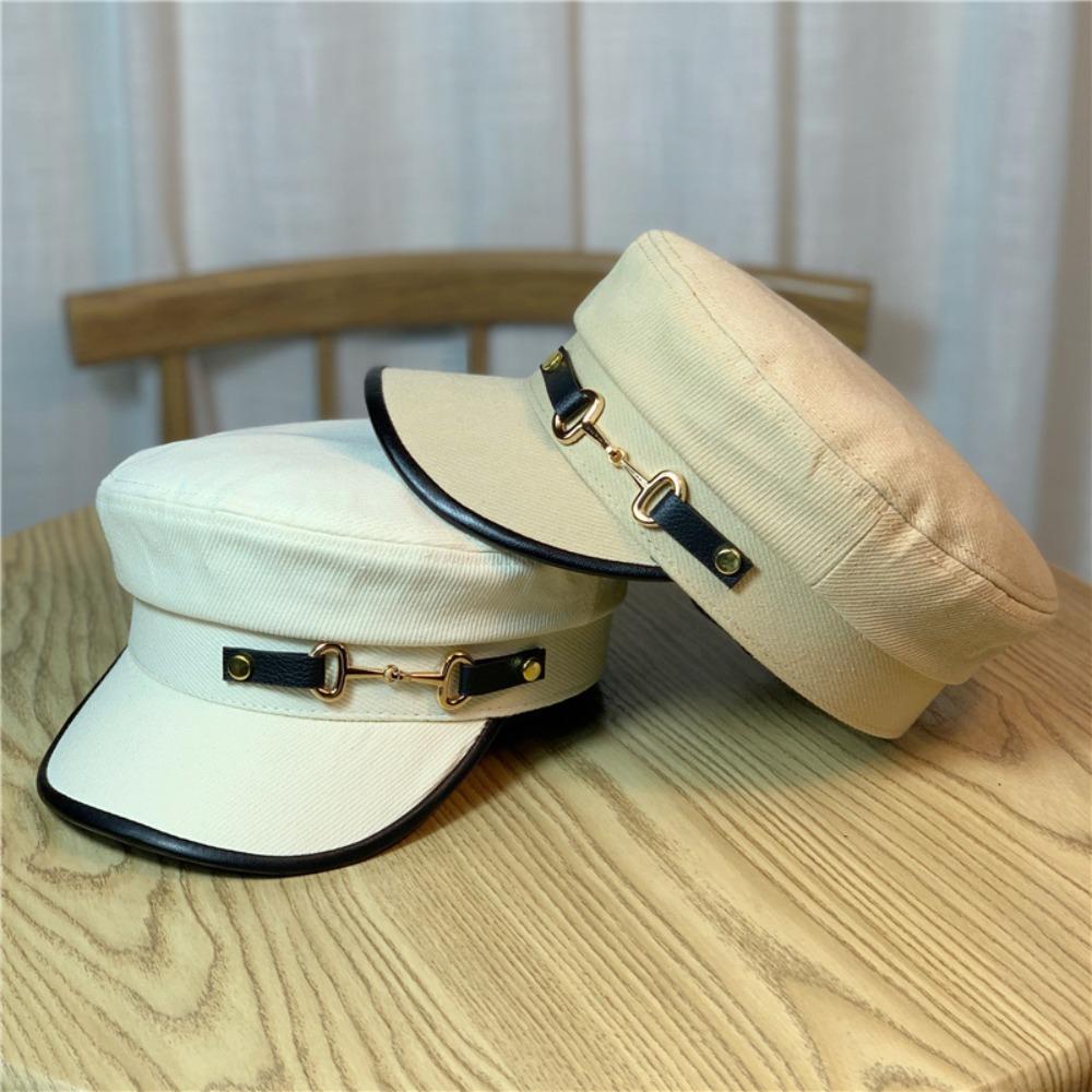 Mũ Bát Giác Giữ Ấm Mùa Thu Có Khóa Kim Loại Tùy Chỉnh Phong Cách Đường Phố Cho Nữ