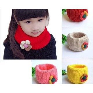 khăn len ống cổ hoa bé gái