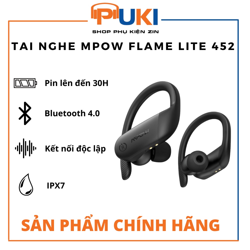Tai nghe không dây Mpow Flame Lite 452 Bluetooth - Tai nghe không dây Mpow Flame Lite 452 có móc tai | Chính Hãng |