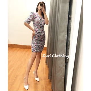 Đầm body hoa nhí nhún hông