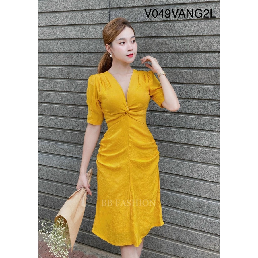 Đầm nữ cổ xoắn ngực 2 lớp cao cấp, Váy nữ thiết kế dáng midi chất xô gân mềm mịn hàng loại 1 V049 | BigBuy360 - bigbuy360.vn