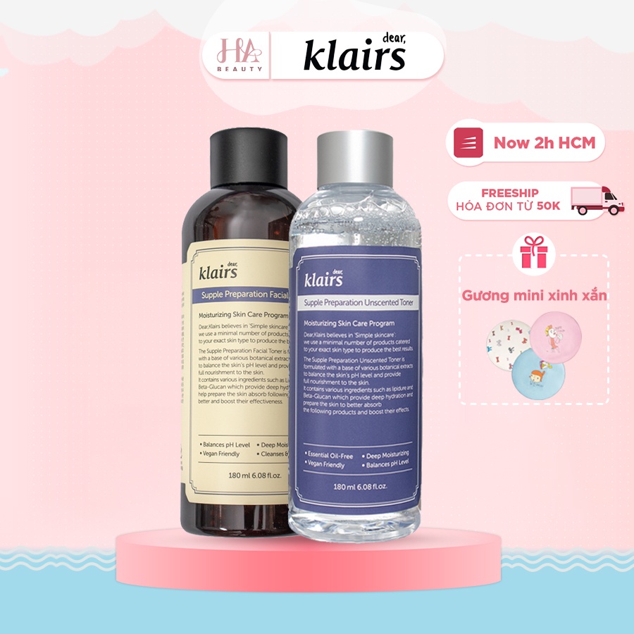 Nước hoa hồng Klairs Supple Preparation Unscented Toner 180ml