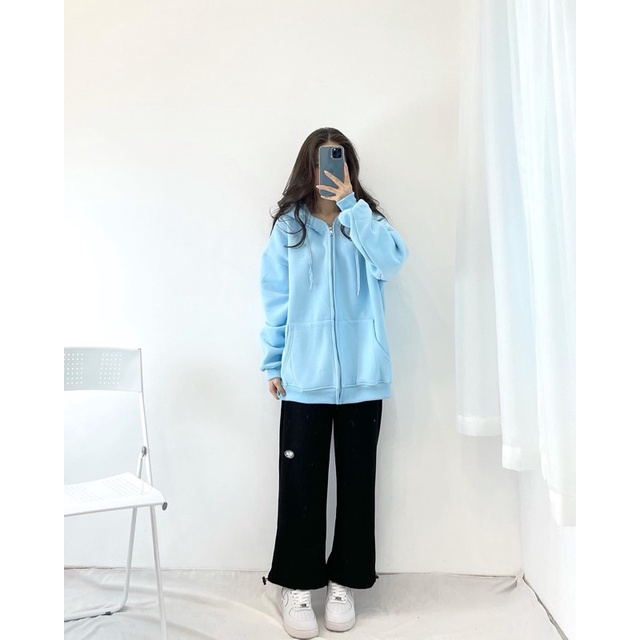 Ảnh thật) Áo khoác nỉ bông trơn KÉO KHOÁ có mũ basic | BigBuy360 - bigbuy360.vn