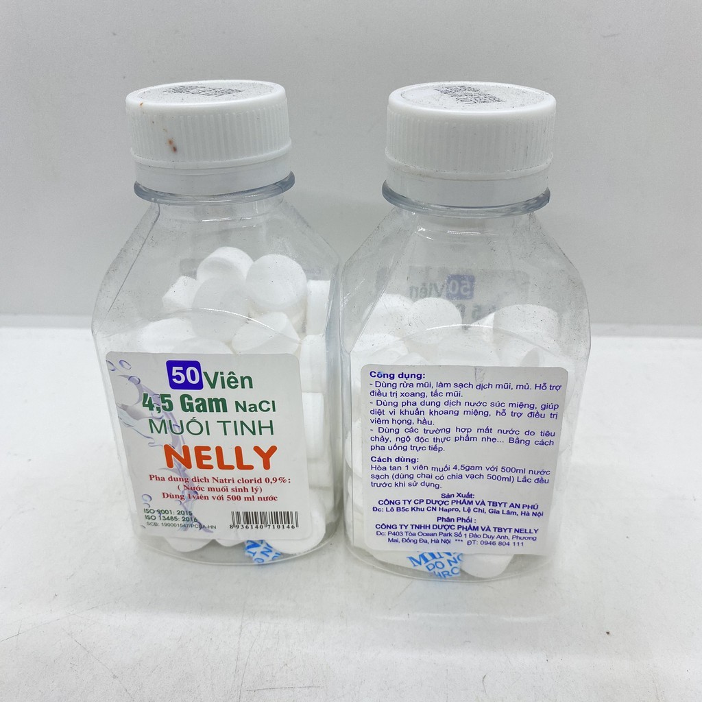 Viên muối tinh Nacl hộp 50 viên pha súc miệng