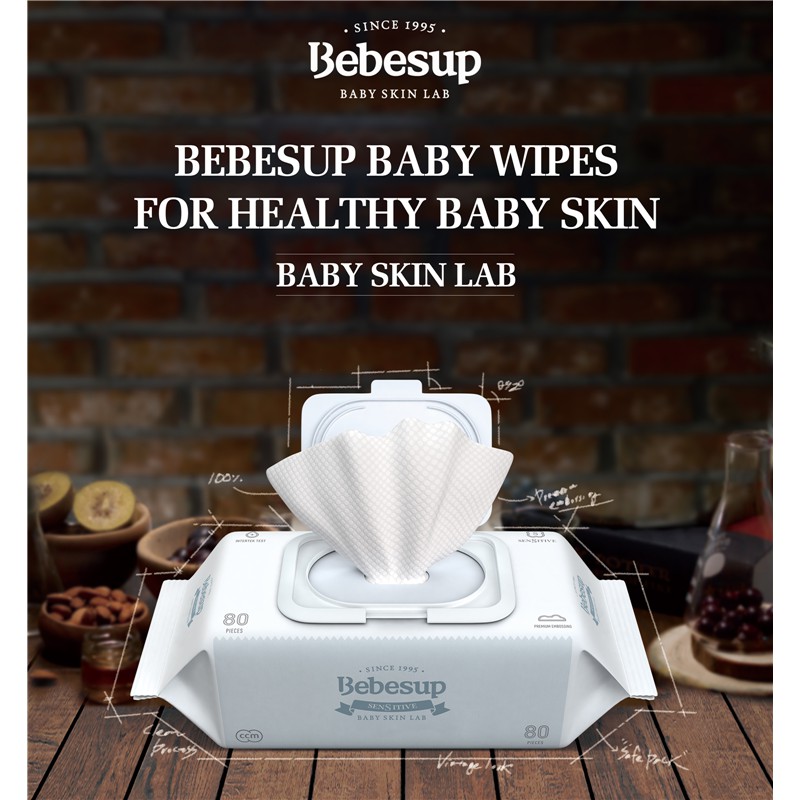 Khăn giấy ướt cao cấp cho bé BEBESUP Sensitive (chính hãng Hàn Quốc) 80 miếng