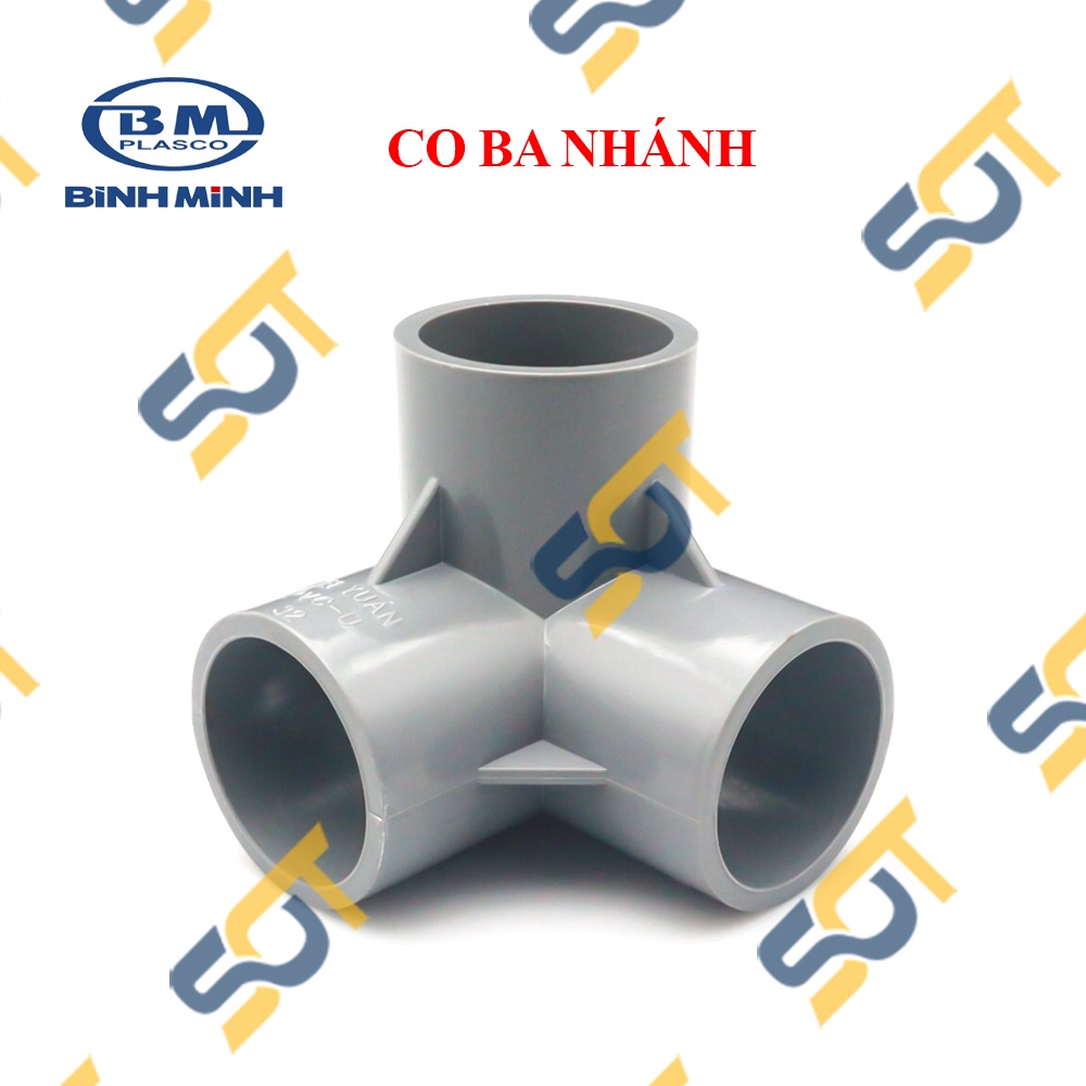 [BÌNH MINH] Co Góc, Co Ba Nhánh Trơn Dán Ống Nhựa BÌNH MINH, nối ba nhánh dán ống phi 21 27 34