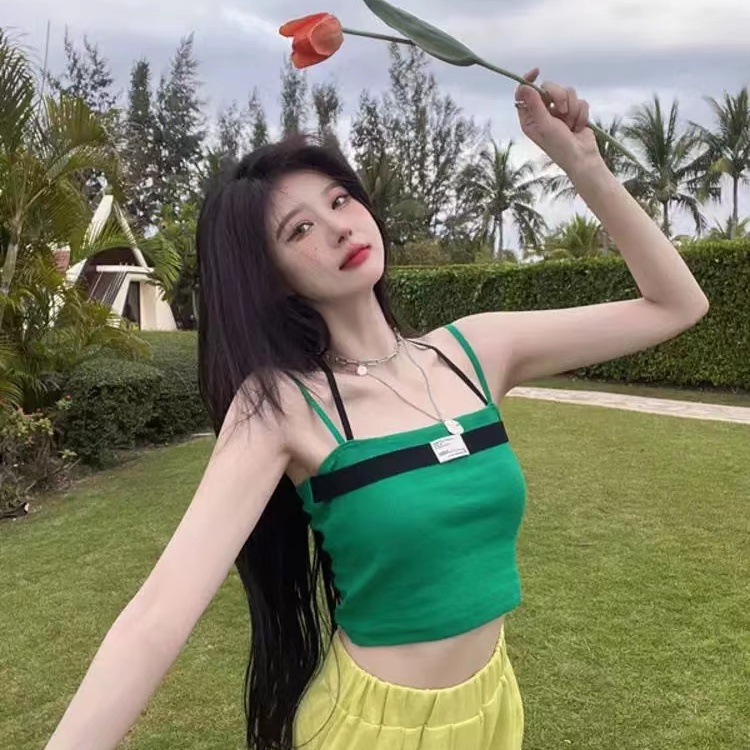 SUXI Áo Croptop Hai Dây Dáng Ôm Thời Trang Mùa Hè Dành Cho Nữ