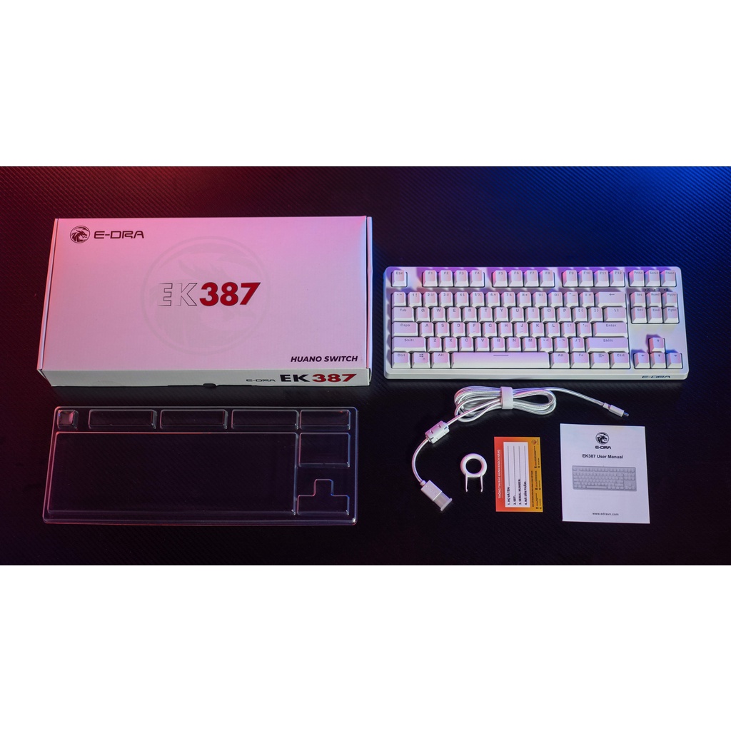 Bàn phím cơ E-Dra EK3104 Trắng White Ice/ Led xanh version 2021  CHÍNH HÃNG BẢO HÀNH 24 THÁNG