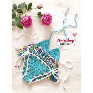 (SALE HÀNG CÓ SẴN) BỘ BIKINI LEN MÓC TUA RUA CỰC XINH CHO BÉ