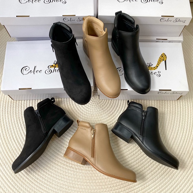 Giày boots nữ cổ ngắn lót lông thời trang cao cấp COLEE gót cao 3cm (Mã SP: BOTCL052)