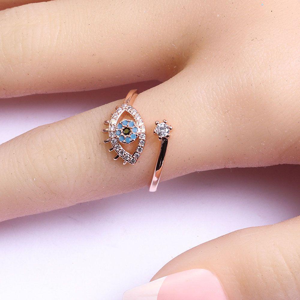 QQMALL 1 Nhẫn Mở Hình Mắt Thiên Thần Có Thể Điều Chỉnh Kích Cỡ Thời Trang Cho Nữ