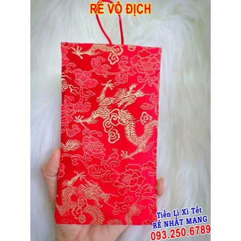 Bao lì xì vải gấm cực đẹp [hình thật] RỒNG DỌC NGỌC