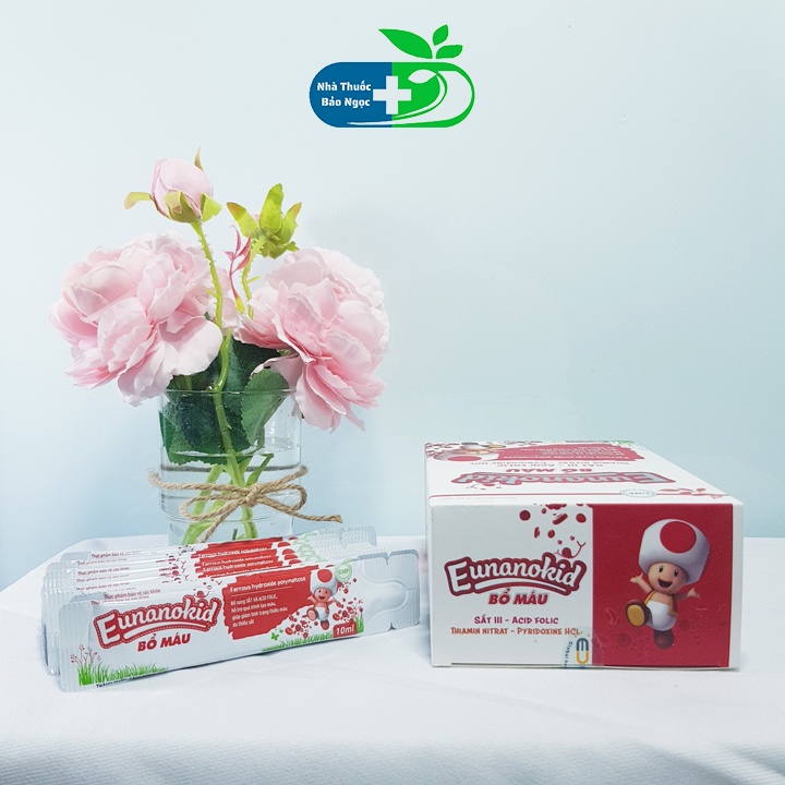 Eunanokid bổ máu bổ sung sắt và acid folic, hỗ trợ tạo máu, giúp giảm thiếu máu do thiếu sắt