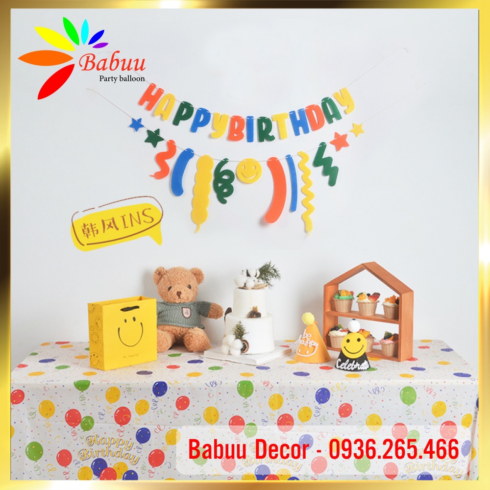 Khăn trải bàn tiệc sinh nhật nhiều màu lựa chọn