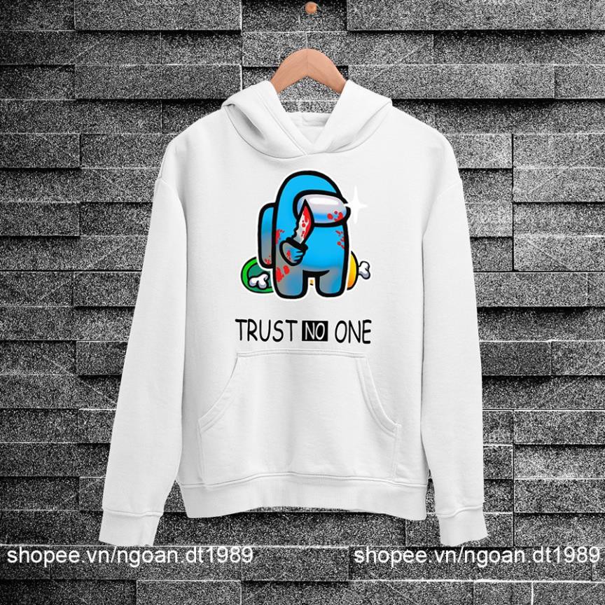 HOT - Áo Hoodie Among US TRUST NO ONE 2 Màu Đen Và Trắng Chất Nỉ mát | BigBuy360 - bigbuy360.vn