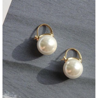 Mã D15 Bông tai ngọc trai JOIDI kiểu đơn giản khoá móc chắc chắn xi vàng 14K size 12mm vừa xinđ