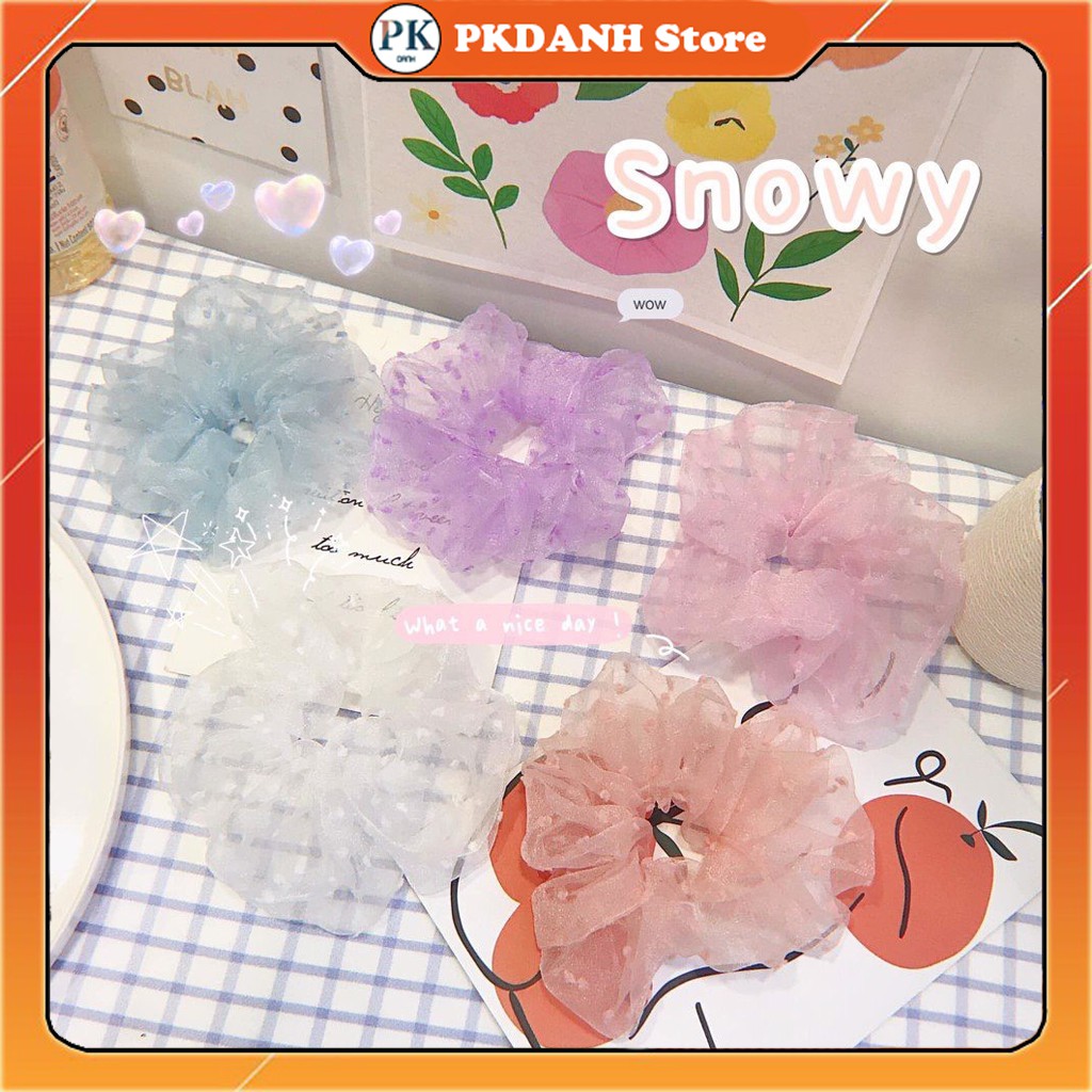 Dây buộc tóc scrunchies Snowy, cột tóc crunchies hoa nhí
