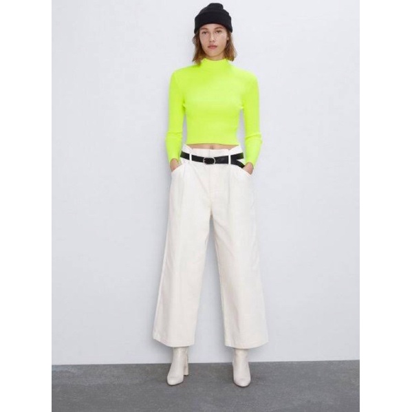 - ZARA Áo Sweater Xanh Neon